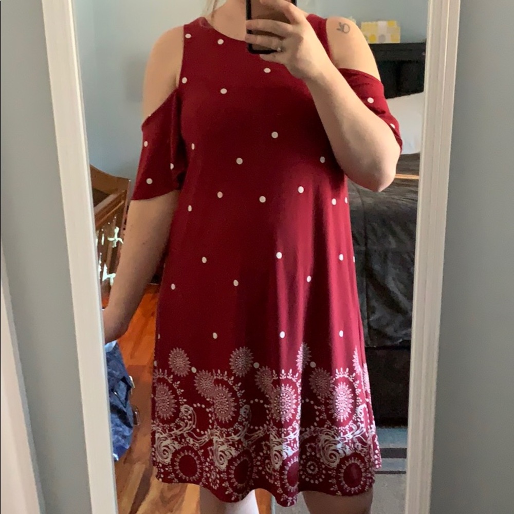 Cold shoulder red dress